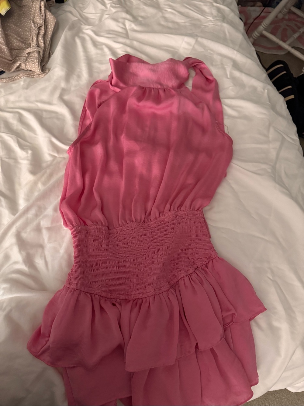 Pink Ruffled Halter Mini Dress - Picture 2 of 2